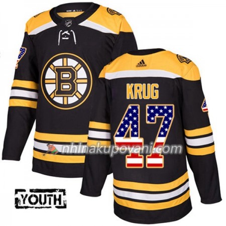 Boston Bruins Dresy Torey Krug 47 2017-2018 USA Flag Fashion Černá Adidas Authentic - Dětské